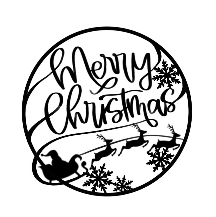 Santa's Sleigh Christmas Wall Art - Brushed Steel (40-80cm)