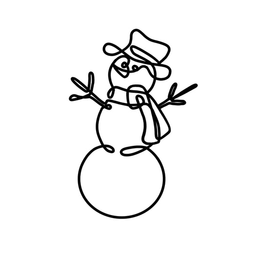 Christmas Snowman Wall Art - Brushed Steel (40-80cm)