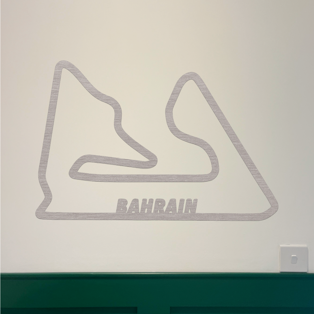 Bahrain F1 Circuit Wall Art - Brushed Steel (30-50cm)