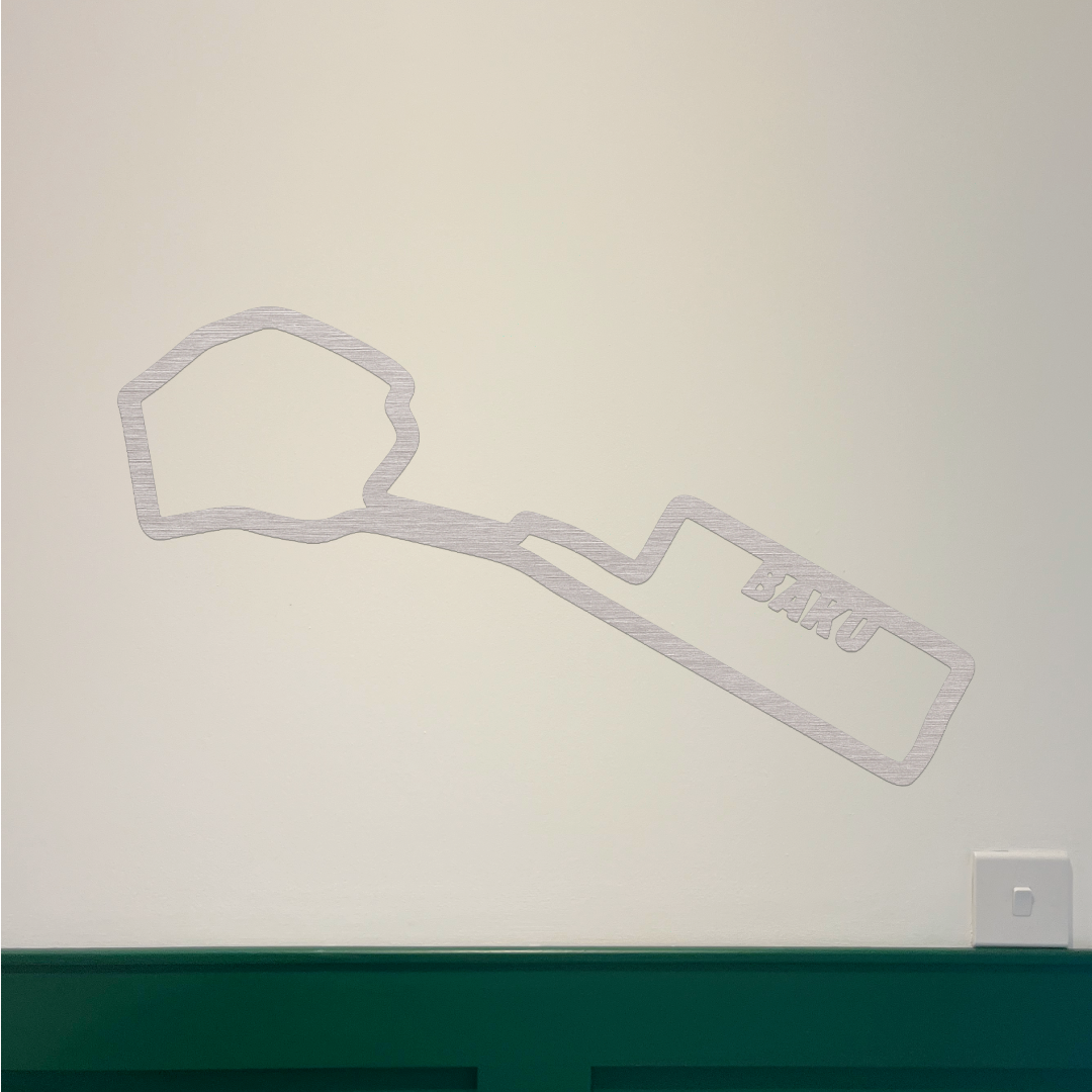 Baku F1 Circuit Wall Art - Brushed Steel (30-50cm)