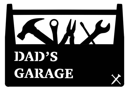 Dad's Garage Wall Art - Brushed Steel Toolbox Design (30-40cm)
