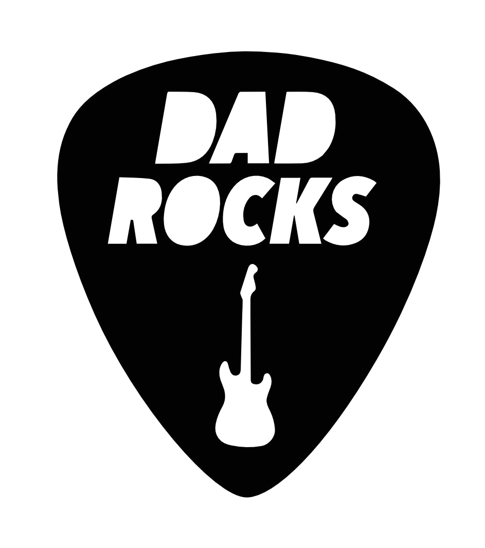 'Mum/Dad Rocks' Guitar Plectrum Wall Art - Brushed Steel (30-42cm)