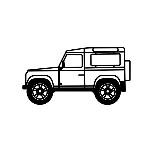 Land Rover Defender 90 Wall Art - Brushed Steel (30-100cm)