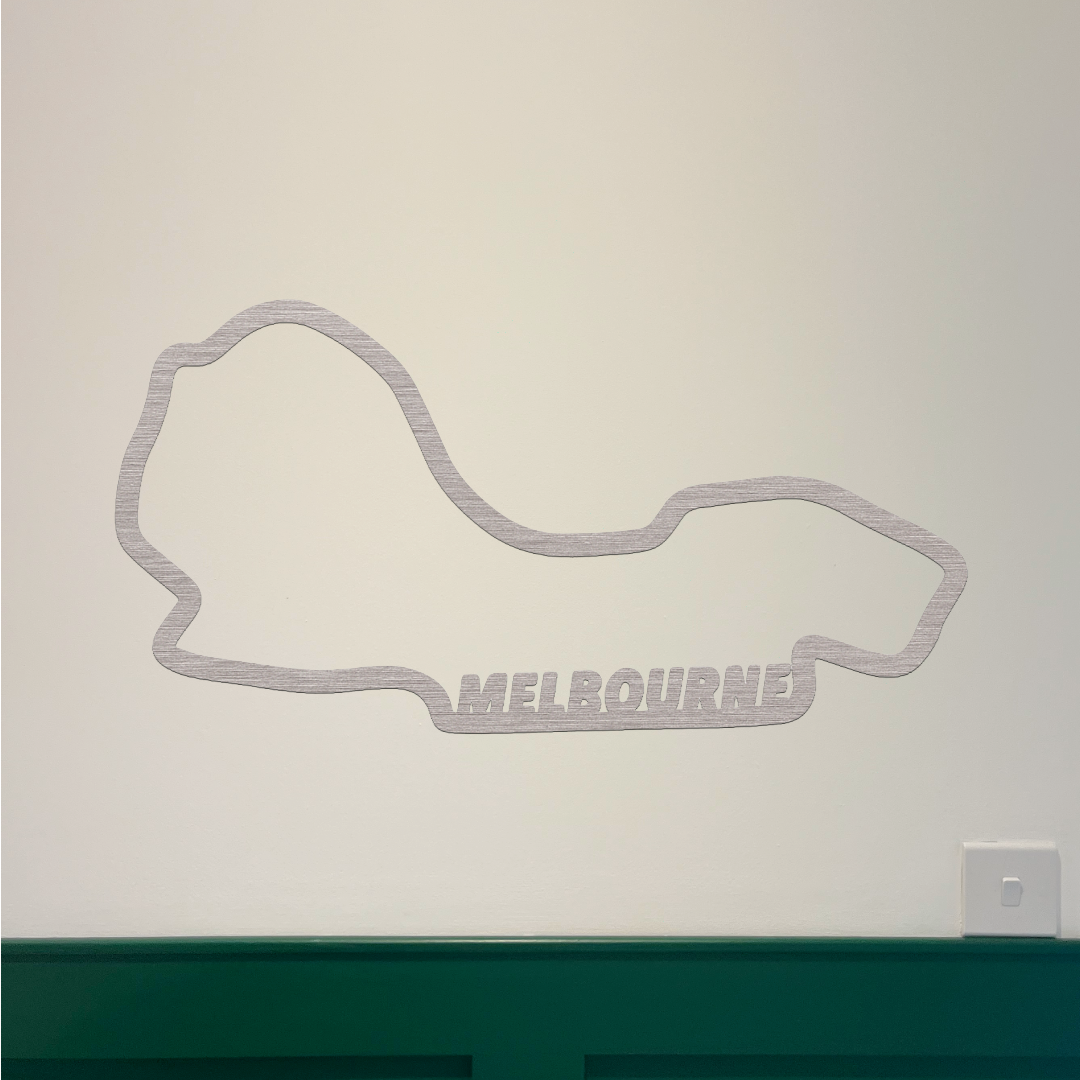 Melbourne F1 Circuit Wall Art - Brushed Steel (30-50cm)