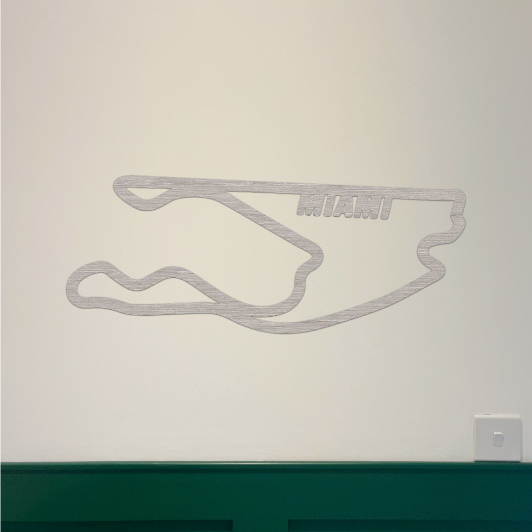 Miami F1 Circuit Wall Art - Brushed Steel (30-50cm)