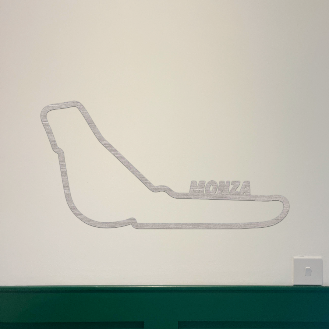 Monza F1 Circuit Wall Art - Brushed Steel (30-50cm)