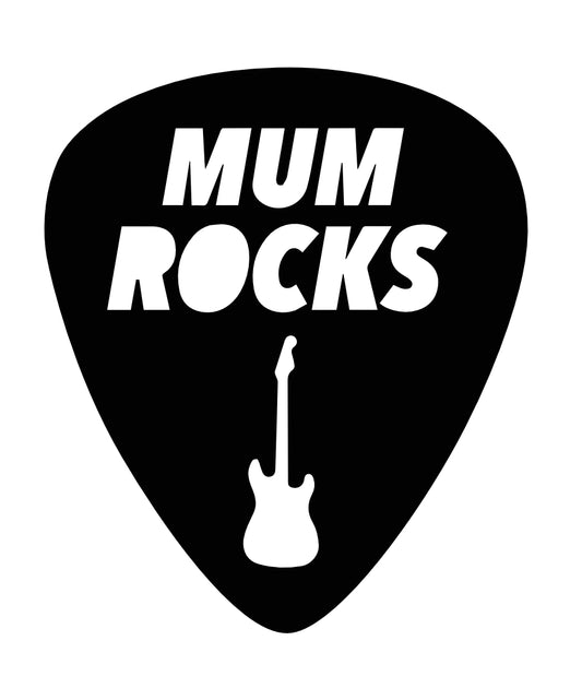 'Mum/Dad Rocks' Guitar Plectrum Wall Art - Brushed Steel (30-42cm)