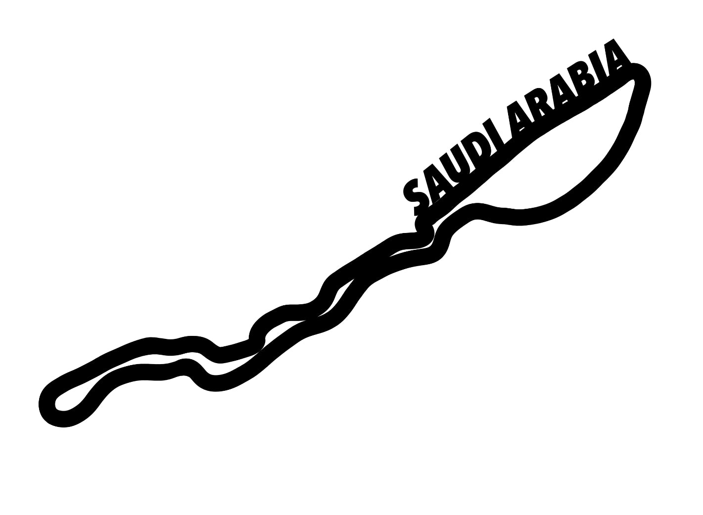 Saudi Arabia F1 Circuit Wall Art - Brushed Steel (30-50cm)
