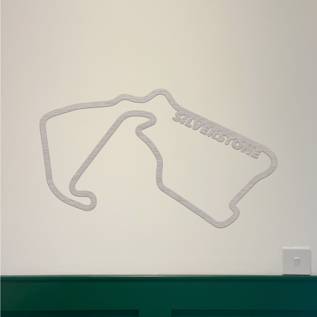 Silverstone F1 Circuit Wall Art - Brushed Steel (30cm-50cm)
