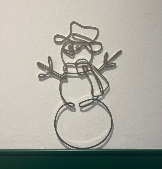Christmas Snowman Wall Art - Brushed Steel (40-80cm)
