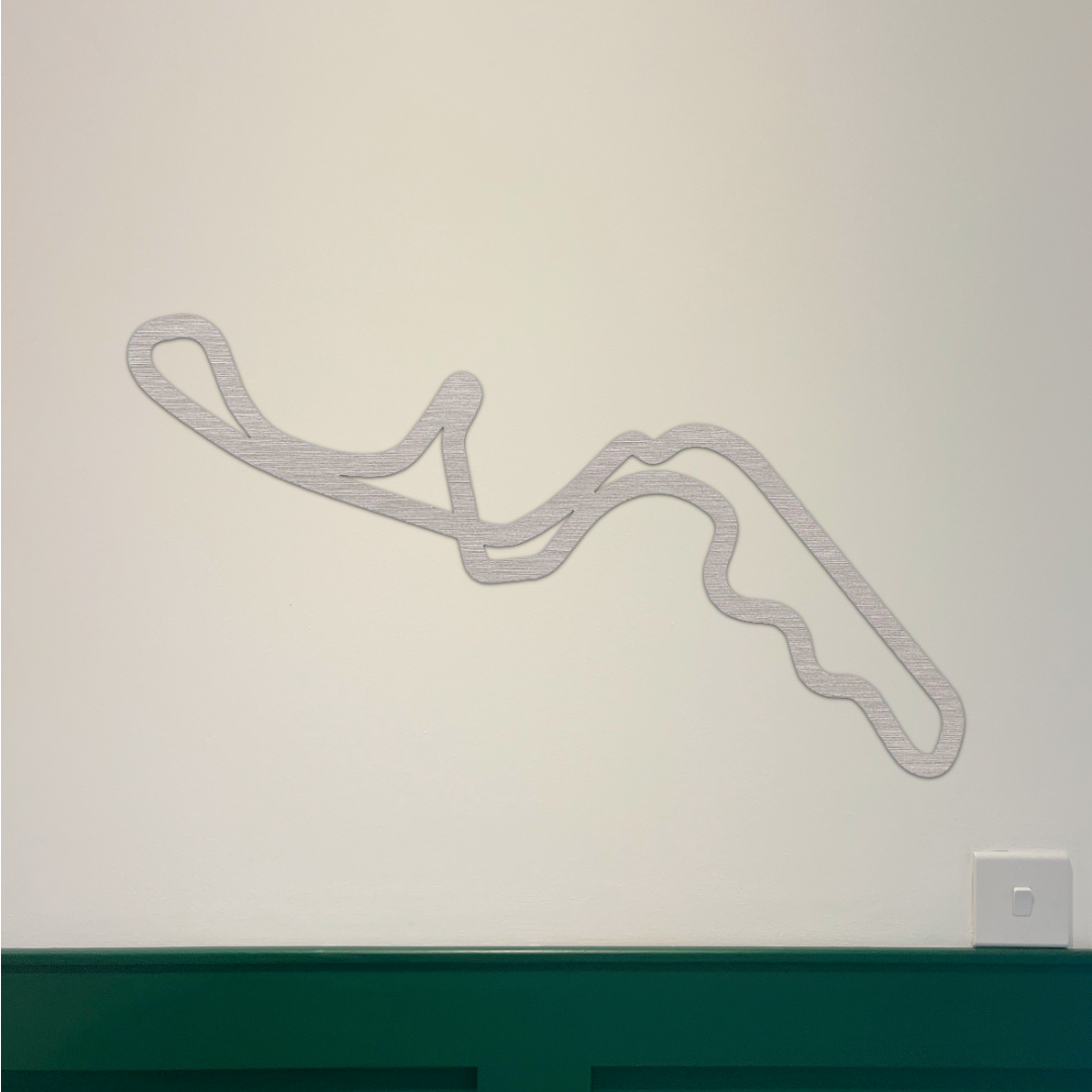 Suzuka F1 Circuit Wall Art - Brushed Steel (30-50cm)