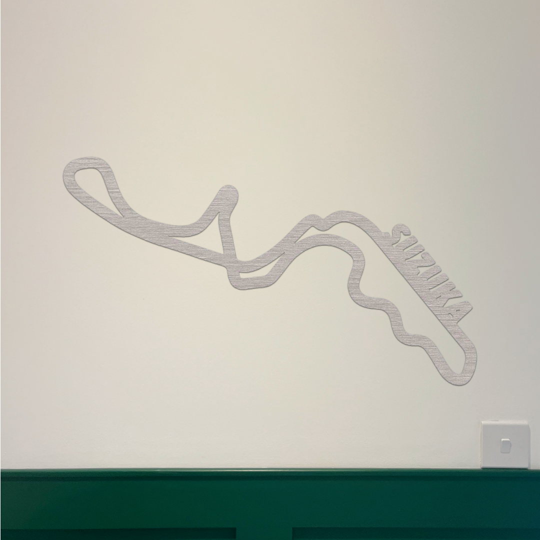 Suzuka F1 Circuit Wall Art - Brushed Steel (30-50cm)